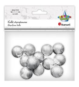 Kulki styropianowe 25mm 12szt srebrne