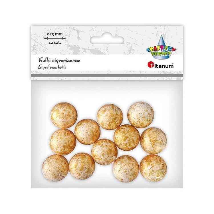 Kulki styropianowe 25mm 12szt złote