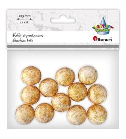 Kulki styropianowe 25mm 12szt złote