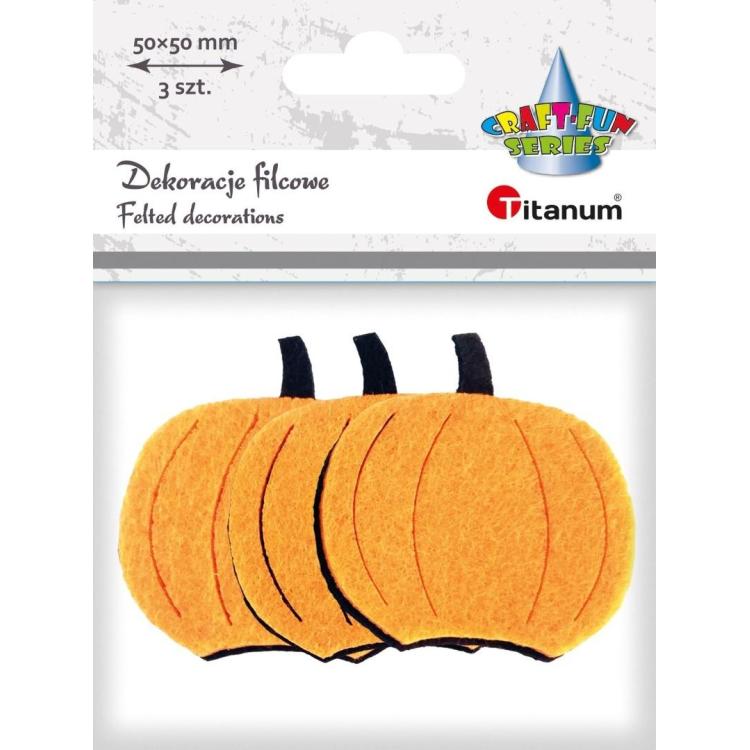 Dekoracje filcowe dynie 3D 50x50mm 8szt