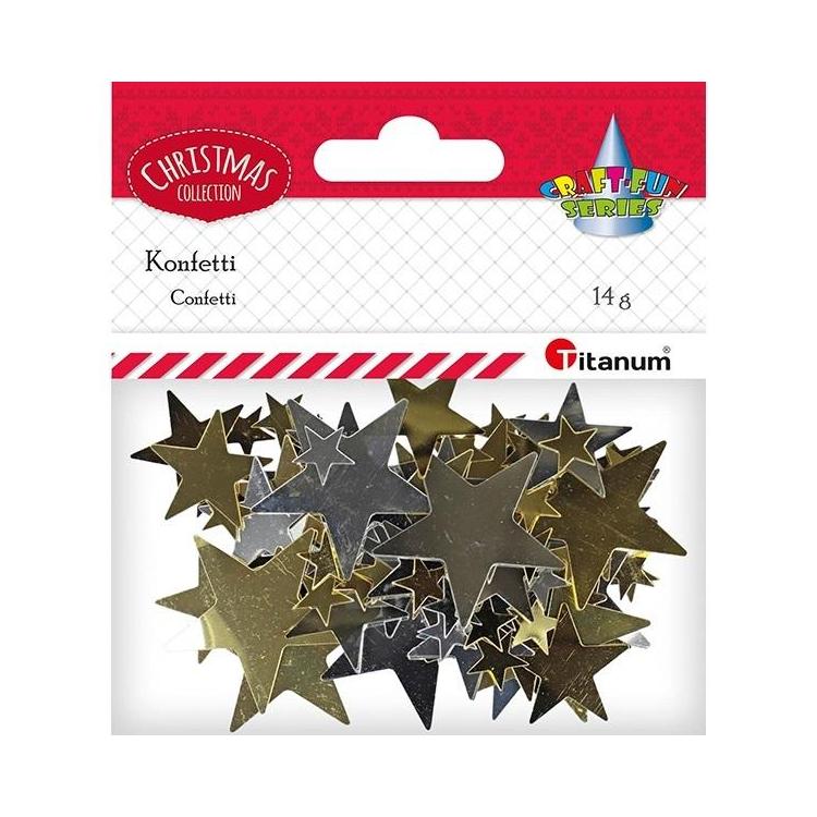 Konfetti Gwiazdki 14g złote, srebrne