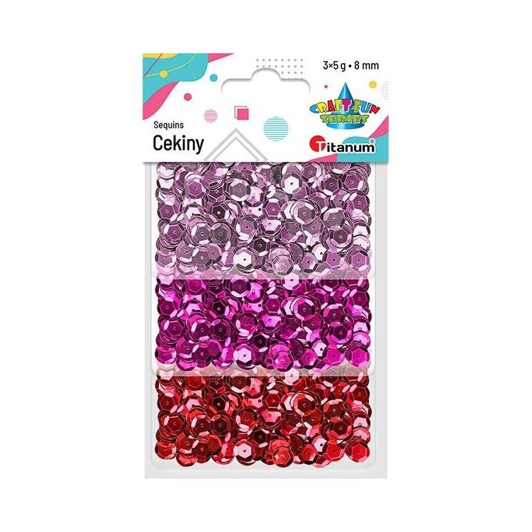 Cekiny okrągłe 8mm zestaw metaliczny 3 kolory x5g