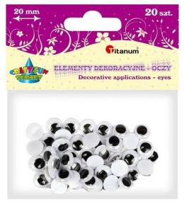 Oczy bez kleju i rzęs 20mm 20szt