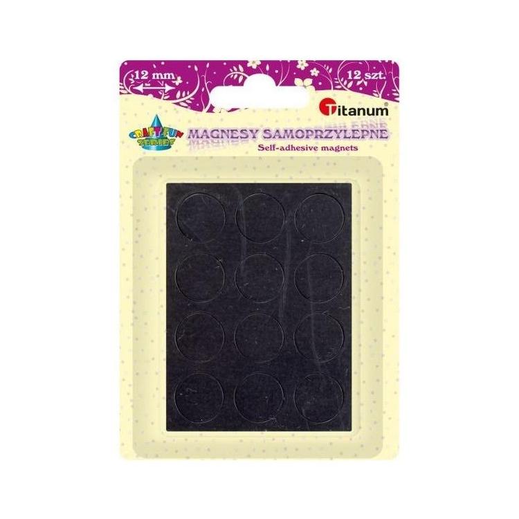 Magnesy samoprzylepne okrągłe czarne 12mm 12szt
