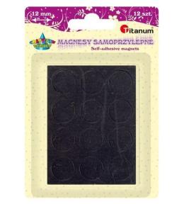 Magnesy samoprzylepne okrągłe czarne 12mm 12szt