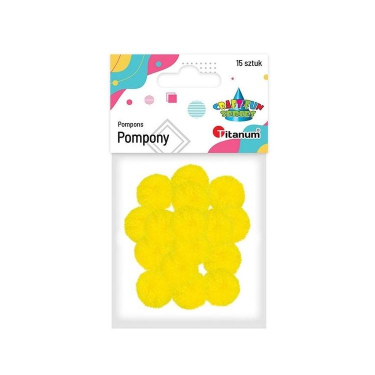 Pompony poliestrowe 18mm żółte intensywne 15szt