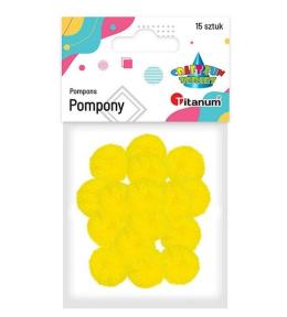 Pompony poliestrowe 18mm żółte intensywne 15szt