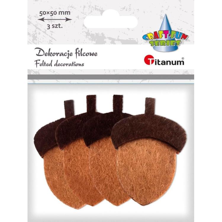 Dekoracje filcowe żołędzie 3D 36x53xmm 4szt