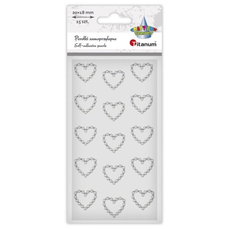 Perełki samoprzylepne Serca białe 15szt