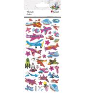 Naklejki wypukłe samoloty mix 37szt