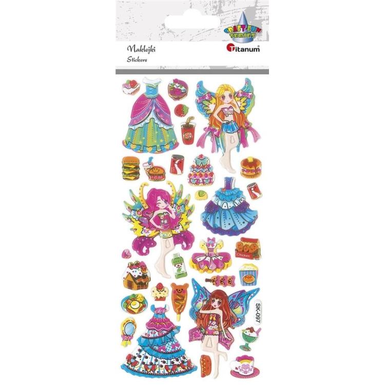 Naklejki wypukłe wróżki i stroje mix 31szt