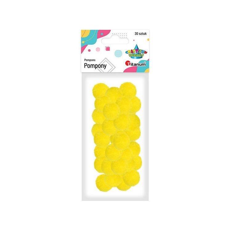 Pompony poliestrowe 25 mm żółte intensywne 30szt
