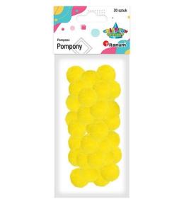 Pompony poliestrowe 25 mm żółte intensywne 30szt