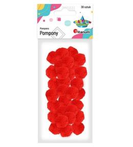 Pompony poliestrowe 25mm czerwone 30szt