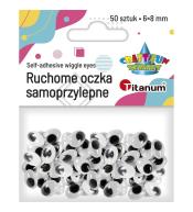 Oczy samoprzylepne bez rzęs 6x8mm owalne 50szt