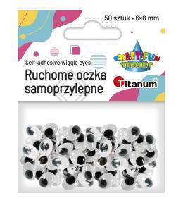 Oczy samoprzylepne bez rzęs 6x8mm owalne 50szt