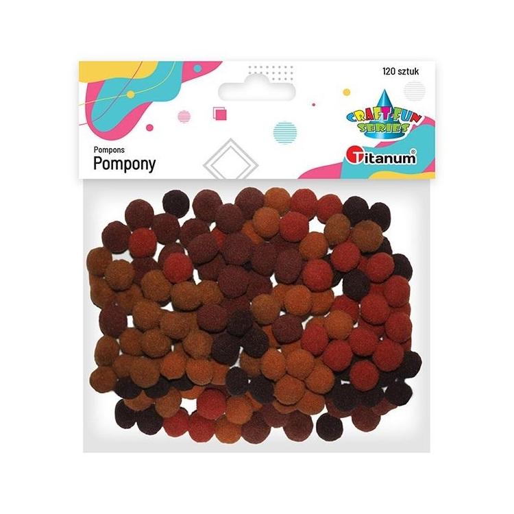 Pompony poliestrowe 10mm brązowe 120szt