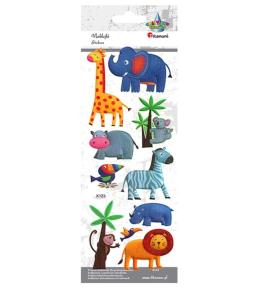 Naklejki wypukłe miękkie zwierzęta safari 10szt