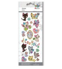 Naklejki wypukłe miękkie koty, serca, kwiaty 20szt