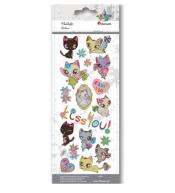 Naklejki wypukłe miękkie koty, serca, kwiaty 20szt