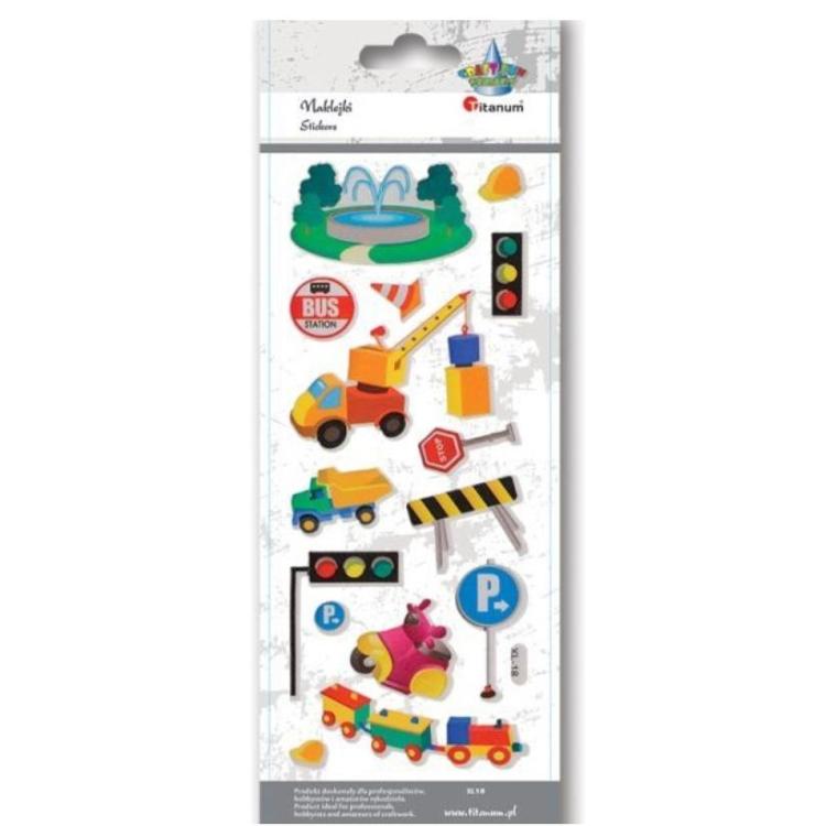 Naklejki wypukłe miękkie pojazdy budowlane 16szt