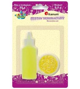 Klej z brokatem neonowy żółty w słoiczku