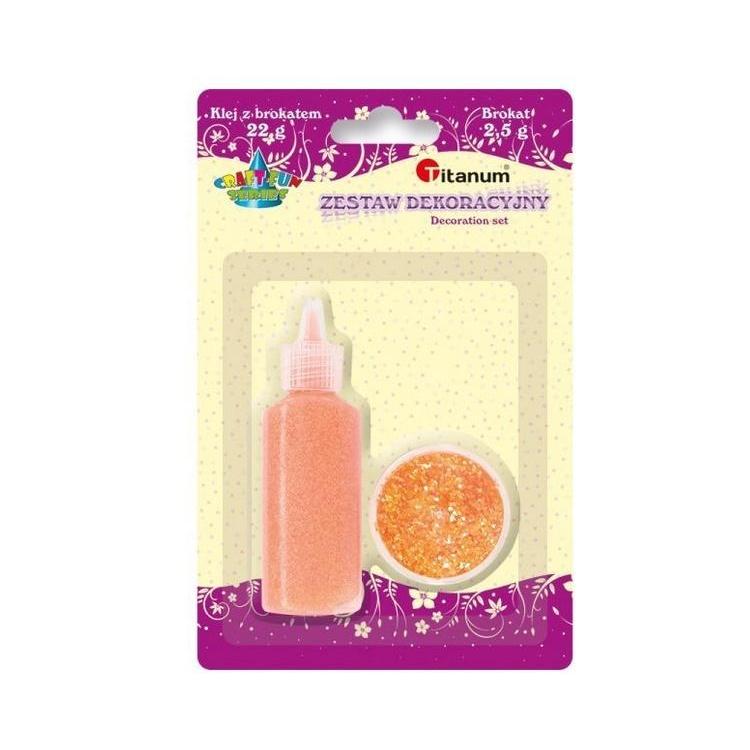 Klej z brokatem neonowy pomarańczowy w słoiczku