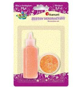 Klej z brokatem neonowy pomarańczowy w słoiczku