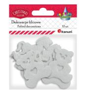 Filcowe dekory świąteczne białe 3 wzory x4szt