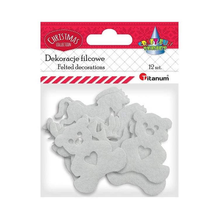 Filcowe dekory świąteczne białe 3 wzory x4szt