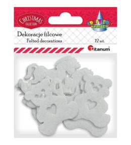 Filcowe dekory świąteczne białe 3 wzory x4szt