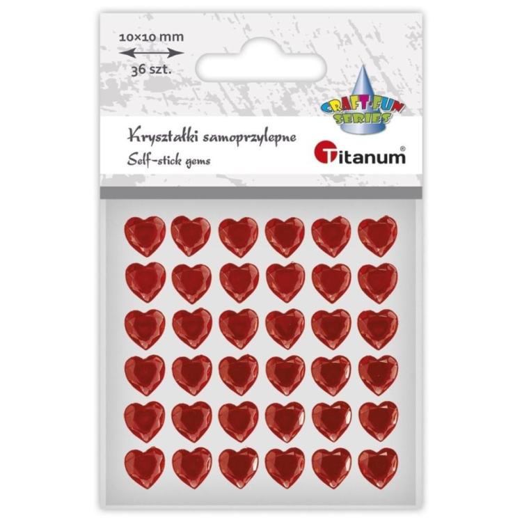 Kryształki samoprzylepne Serca czerwone 36szt