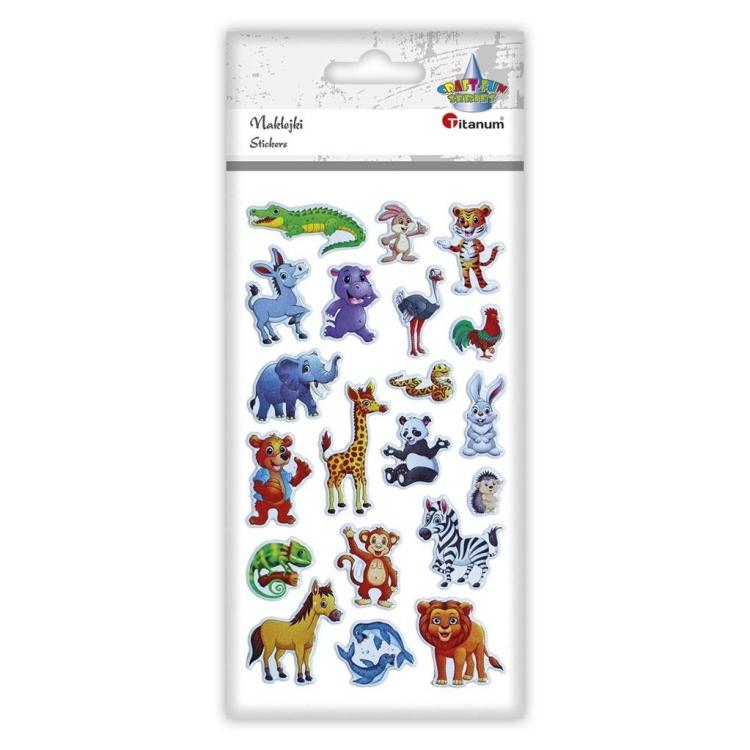 Naklejki wypukłe zwierzęta mix 20szt