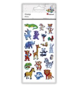 Naklejki wypukłe zwierzęta mix 20szt