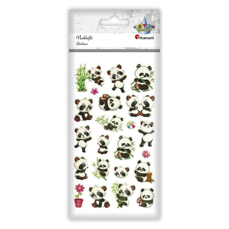 Naklejki wypukłe misie panda mix 22szt
