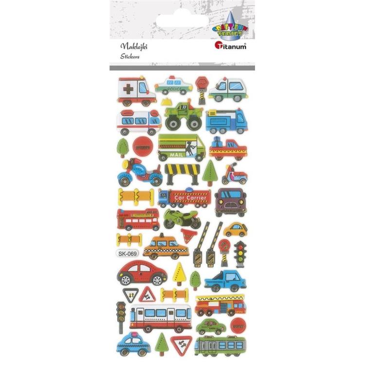 Naklejki wypukłe pojazdy mix 45szt