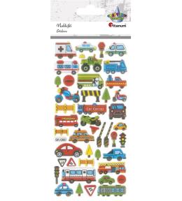 Naklejki wypukłe pojazdy mix 45szt
