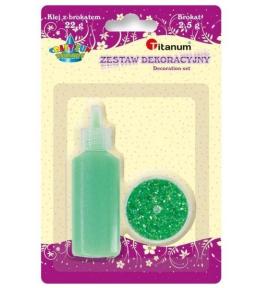 Klej z brokatem neonowy zielony w słoiczku