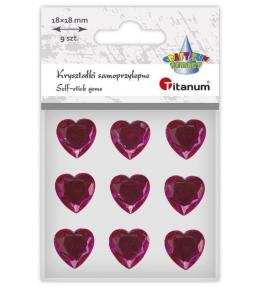 Kryształki samoprzylepne Serca fuksjowe 9szt
