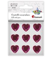 Kryształki samoprzylepne Serca fuksjowe 9szt