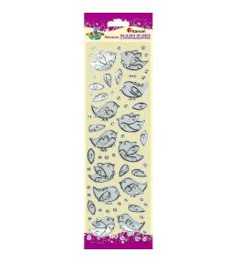 Naklejki foliowe ptaszki przezroczysto-srebrne