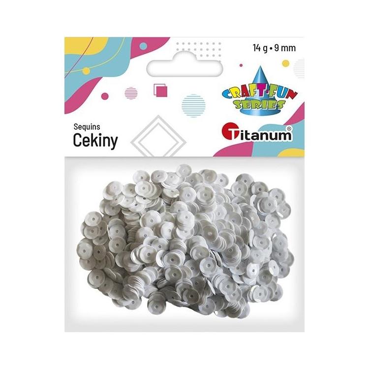 Cekiny okrągłe 9mm pastelowe białe 14g