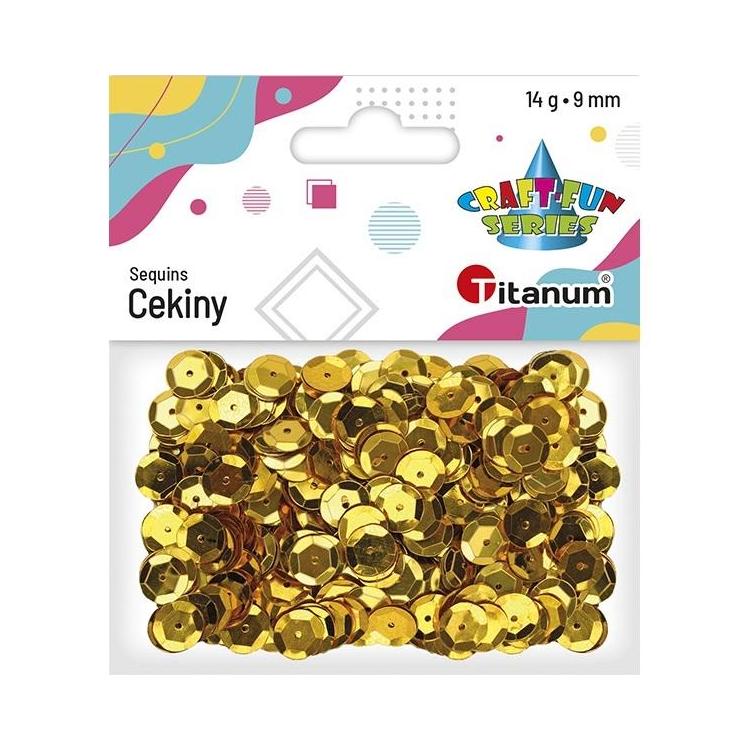 Cekiny okrągłe 9mm metaliczne złote 14g