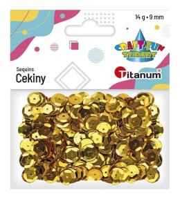 Cekiny okrągłe 9mm metaliczne złote 14g