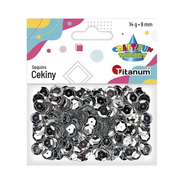 Cekiny okrągłe 9mm metaliczne srebrne 14g