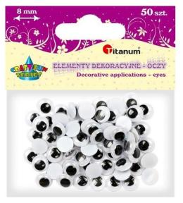 Oczy bez kleju i rzęs 8mm 50szt