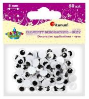 Oczy bez kleju i rzęs 8mm 50szt