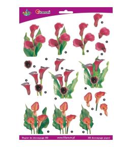 Papier do decoupage 3D kwiaty kalie arkusz