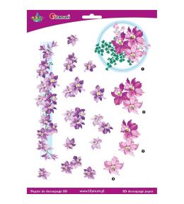 Papier do decoupage 3D kwiaty clematis arkusz