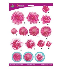 Papier do decoupage 3D kwiaty chryzantemy arkusz